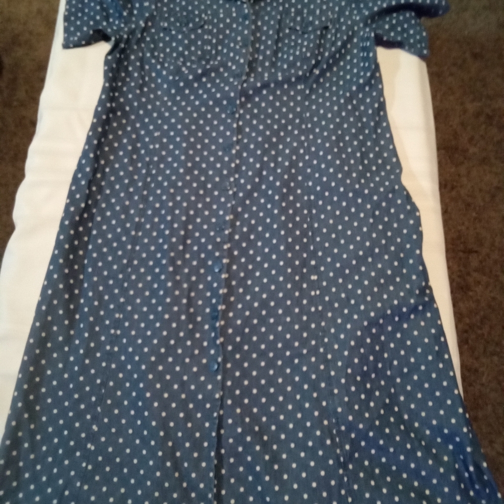 Polka Dot Button-Front Blue Maxi Dress Anna Maxwell Size 1X New With Tags